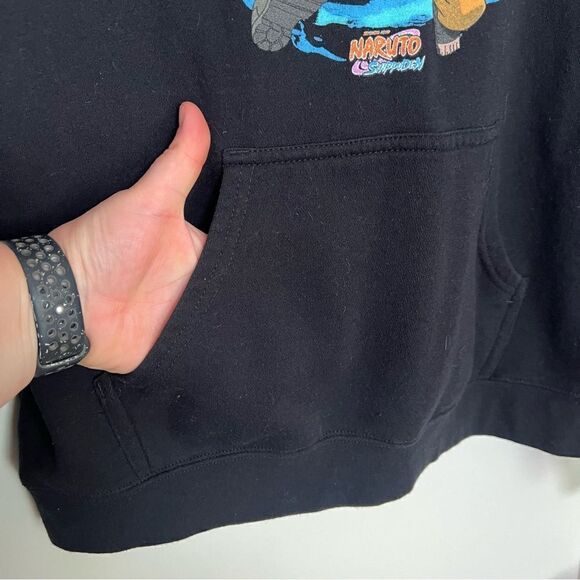 Naruto Shippuden Hoodie Sweatshirt Medium Black Fleece Drawstring Graphic Anime - Picture 7 of 11